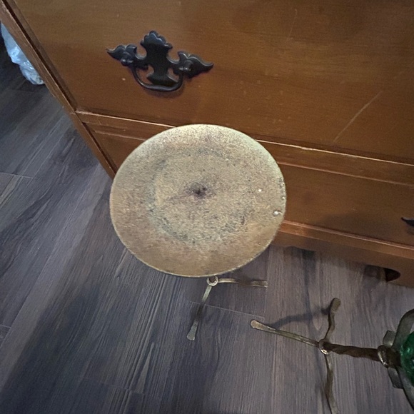 Brass and Green Candle Holders- pair - Picture 5 of 11